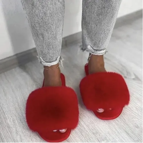 Жіночі домашні капці Пухнастики з еко-хутра Чорний 41