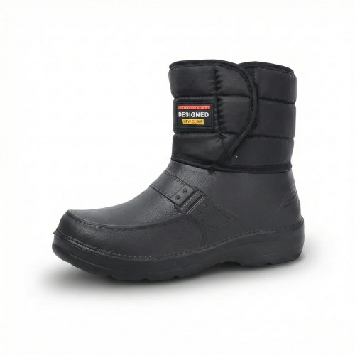 Чоловічі зимові чоботи-дутики на липучці 41-45 р, теплі непромокаючі сноубутси, чорні (арт. 7475)