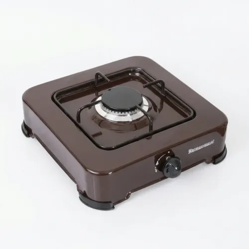 Газова плита настільна Rainberg 1 конфорка (Коричнева), побутовий таганок під балон, емаль