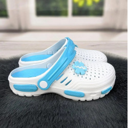 Сабо кроксы женские пена белые с бирюзой Гипанис