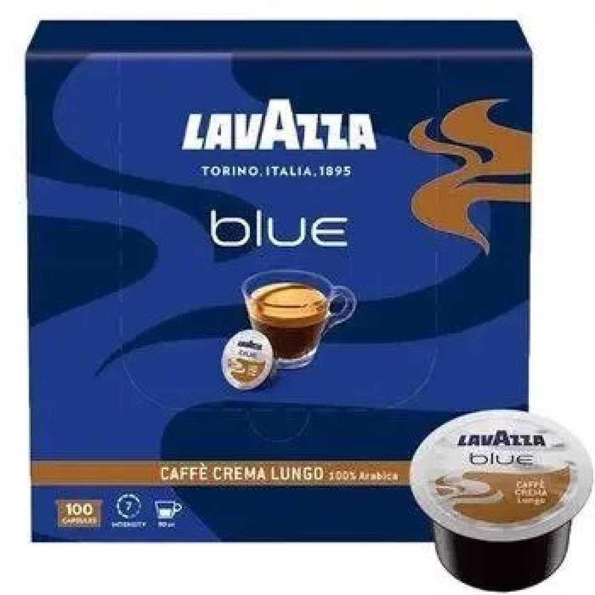Кава в капсулах Lavazza Blue Caffe Crema Lungo 100 шт Італія 100% Арабіка Блю (арт. 7561)