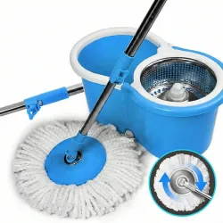 Швабра з відром та металевою центрифугою Spin Mop Blue (Турбо швабра) комплект для прибирання 360