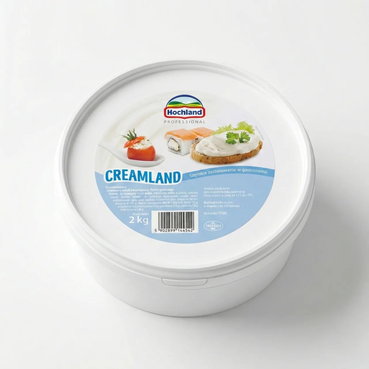 Крем-сир вершковий Hochland Creamland 2 кг, сир для суші та чізкейків, Хохланд Професіонал (арт. 7664)