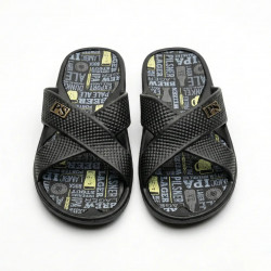 Чоловічі шльопанці сланці PS Чорні з пивним принтом (41-45) гумові пляжні