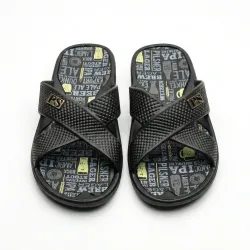 Чоловічі шльопанці сланці PS Чорні з пивним принтом (41-45) гумові пляжні