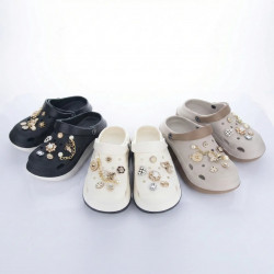 Женские кроксы сабо на платформе с украшениями и цепочкой (36-41) стильные ЭВА