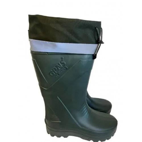 Мужские резиновые сапоги Gipanis утепленные (Зеленые). Высокие сапоги для рыбалки и охоты с манжетой (арт. 6572)