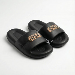 Жіночі гумові шльопанці CUTE (Чорні). М'які пляжні капці на товстій підошві