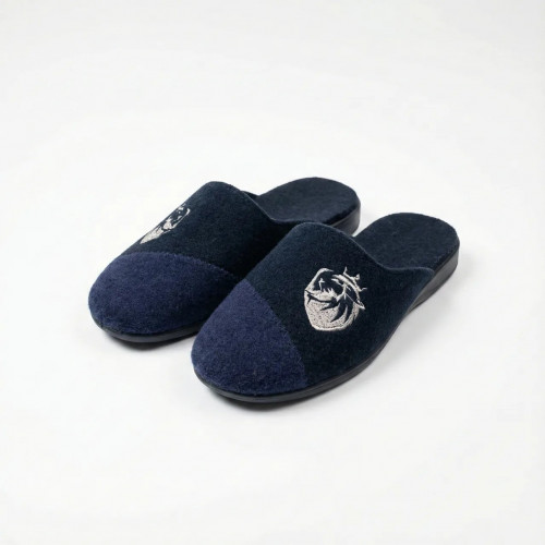Чоловічі кімнатні капці повстяні Klerotex з вишивкою, темно-сині (41-45)