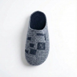 Чоловічі кімнатні капці повстяні Klerotex сірі з геометрією (41-45)