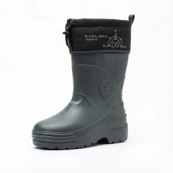 Мужские зимние сапоги ЭВА с манжетом Explore. Теплые резиновые сапоги для рыбалки темно-серые. Размеры 41-45