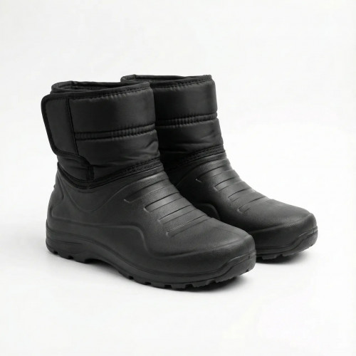 Чоловічі зимові чоботи дутики на липучці. Чорні сноубутси з калошею ЕВА 41-46