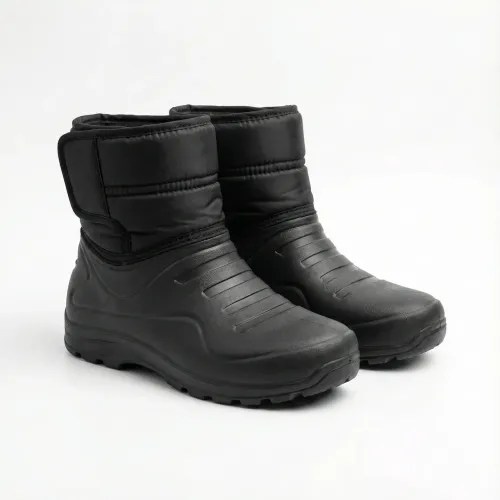 Чоловічі зимові чоботи дутики на липучці. Чорні сноубутси з калошею ЕВА 41-46