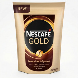 Кава розчинна Nescafé Gold 60 г | Маленька м'яка упаковка, Арабіка, Змелена в 10 разів дрібніше