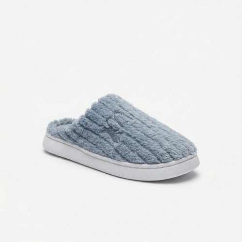 Хатні капці чоловічі сіро-блакитні вельветові Теплі домашні капці закриті 41-45