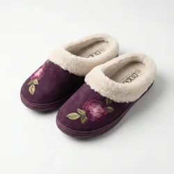 Жіночі домашні капці Dago Style фіолетові теплі на хутрі з вишивкою (36-41)