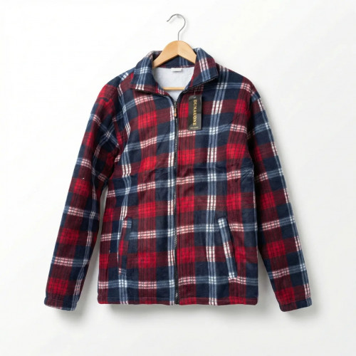 Мужская зимняя куртка-рубашка на меху. Теплая кофта в клетку (Флис) 52-62 Батал (арт. 8643)