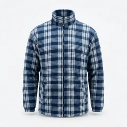 Чоловіча зимова кофта на хутрі в карту (Манжети). Тепла куртка на блискавці 50-60 DUNAUONE