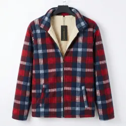 Чоловіча сорочка на хутрі DUNAUONE. Тепла зимова куртка на блискавці 50-60