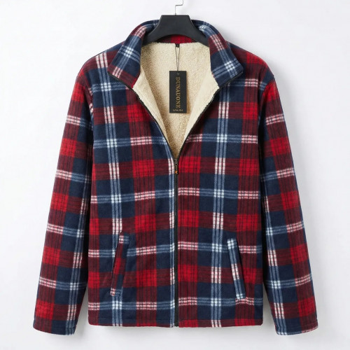 Чоловіча сорочка на хутрі DUNAUONE. Тепла зимова куртка на блискавці 50-60