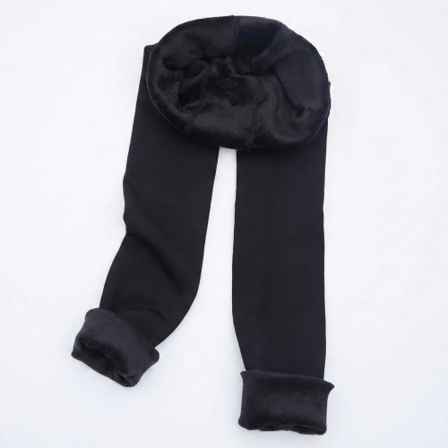 Леггинсы женские на меху двухслойные, теплые зимние лосины больших размеров (52, 54, 56, 58), черные XXXXL