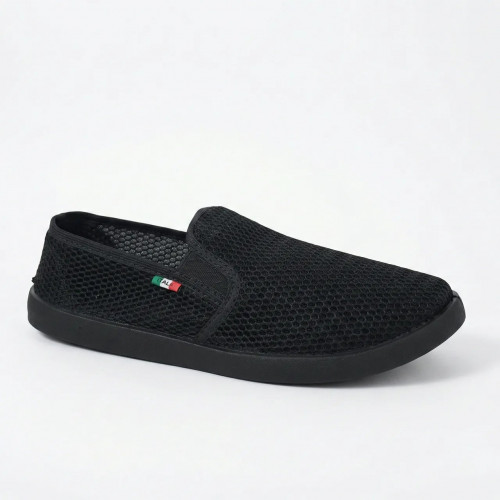 Мужские летние мокасины сетка черные 41-45 р, легкие текстильные слипоны, дышащая обувь без шнурков (арт. 8883)