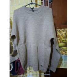 Светр чоловічий бежевий в'язаний з фактурним візерунком. Класичний джемпер 48-50