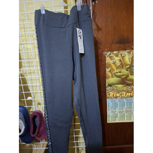 Лосини жіночі сірі з лампасами. Тонкі трикотажні легінси весна-літо 48-50