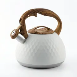 Чайник зі свистком 3.0 л Sirius (Сіріус) білий. Нержавіюча сталь, ручка під дерево, індукція