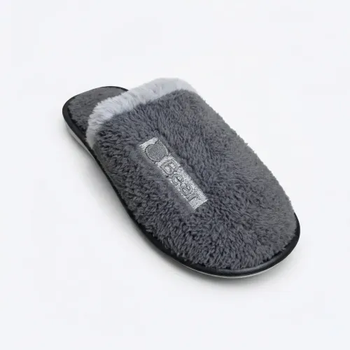 Тапочки кімнатні жіночі хутряні сірі Bear Теплі домашні капці плюшеві закриті 36-41