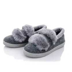 Тапочки чуні жіночі теплі сірі з хутряним опушенням Progress