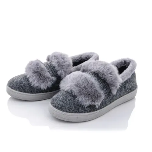 Тапочки чуні жіночі теплі сірі з хутряним опушенням Progress