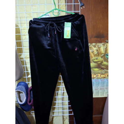 Штаны женские велюровые черные Турция. Спортивные брюки больших размеров (Батал) 52-56