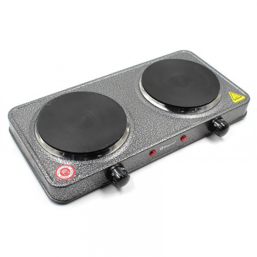 Плита електрична Domotec MS-5822 2кф., 2000Вт. (Сірий) (арт. 5128)