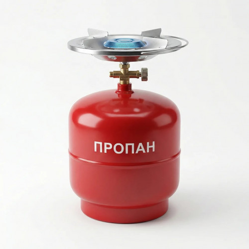 Газовый баллон 8 л с горелкой (конфоркой). Туристический комплект для кемпинга и дома (Пропан)