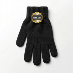 Рукавички чоловічі зимові в'язані чорні MOZ.ART. Теплі вовняні перчатки універсального розміру