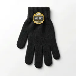 Рукавички чоловічі зимові в'язані чорні MOZ.ART. Теплі вовняні перчатки універсального розміру