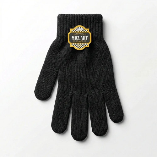 Рукавички чоловічі зимові в'язані чорні MOZ.ART. Теплі вовняні перчатки універсального розміру