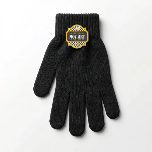 Рукавички чоловічі зимові в'язані чорні MOZ.ART. Теплі вовняні перчатки універсального розміру