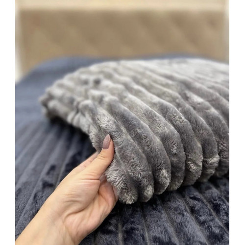 Плед Шарпей Королівська смужка двуспального розміру 180-200см. колір Світло-Сірий