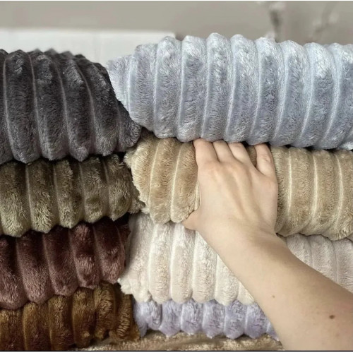 Плед Шарпей м'яка смужка Євро Розміру 200-220 см колір Світло-сірий (арт. 6669)