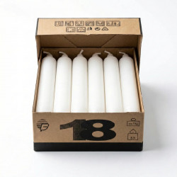 Набір свічок господарських FOBOS (18 шт). Білі парафінові свічки 8 годин горіння (18,5 см)