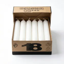 Набір свічок господарських FOBOS (18 шт). Білі парафінові свічки 8 годин горіння (18,5 см)