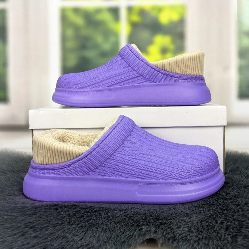 Калоші без задника сабо на хутрі жіночі Dago Style фіолетові