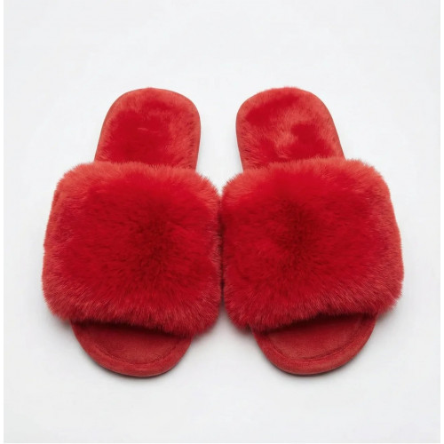 Жіночі пухнасті капці з хутром (мікс кольорів). Теплі домашні тапочки для дівчат (арт. 5526)