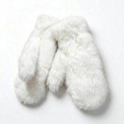 Рукавиці жіночі зимові хутряні Білі. Теплі пухнасті варежки з еко-хутра