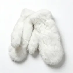 Рукавиці жіночі зимові хутряні Білі. Теплі пухнасті варежки з еко-хутра