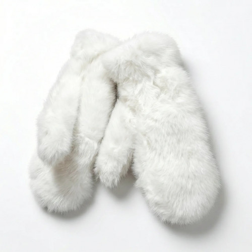 Рукавиці жіночі зимові хутряні Білі. Теплі пухнасті варежки з еко-хутра