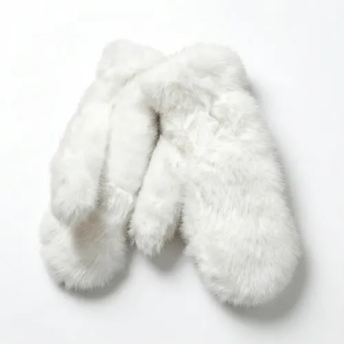 Рукавиці жіночі зимові хутряні Білі. Теплі пухнасті варежки з еко-хутра