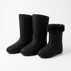 Валенки шитые черные на черном меху. Бурки зимние войлочные, теплые бабуши 38-45 (арт. 4695)